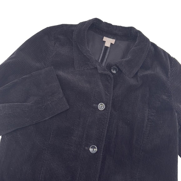 J Jill Black Corduroy Button Down Jacket Women's M Medium Career Mock Vent - Picture 1 of 7